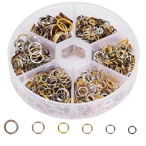 1000 Stück Schmuck Reparatur Ringe Mehrfarbig - Schmuckherstellung Metall Offene Ringe für Halskette Ohrringe Armbänder - Schmuck DIY Findings 4mm 5mm 6mm 8mm 9mm 10mm