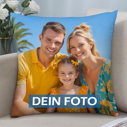 JONZIN Kissen mit Foto Bedrucken Lassen - Selbst Gestalten Kissen Personalisiert Doppelseitiger FotoKissen-Bezug 100% Polyester Personalisierte Geschenke Mann Frau (40 × 40 cm)