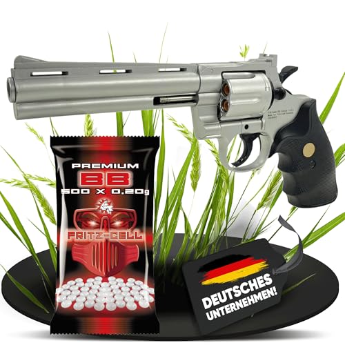 Fritz-Cell Set Airsoft Revolver FC36S Federdruck Softair Waffe 0,5 Joule 6 mm inkl. 500 Premium BB's 0,20g Munition