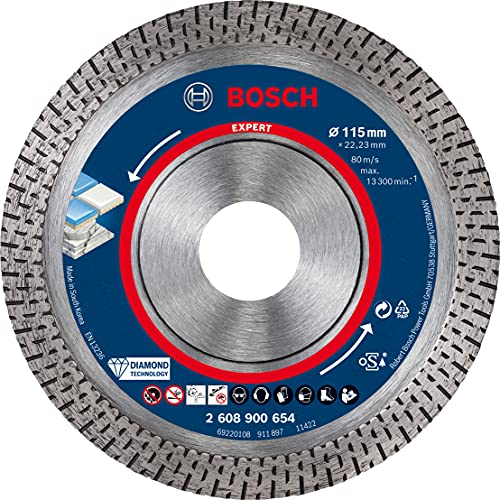 Bosch 1x EXPERT HardCeramic Diamanttrennscheiben (für Harte Fliesen, Harter Stein, Ø 115 mm, Professional Zubehör Kleiner Winkelschleifer)