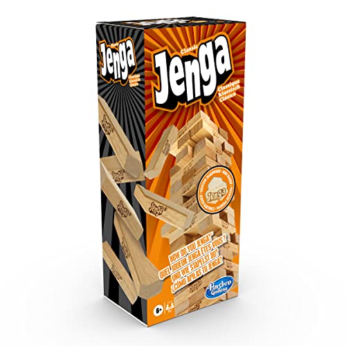 Hasbro Gaming Jenga Classic, beliebtes Geschicklichkeitsspiel für Kinder ab 6 Jahren und bis 2 Spieler – originelles Familien-Spiel und Reisespiel für unterwegs