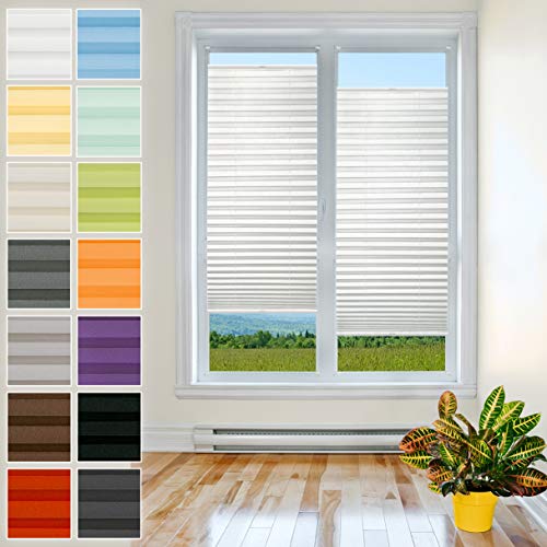 Plisart Premium Plissee Klemmfix Ohne Bohren, Weiß 30x70cm, Sonnenschutz, Lichtdurchlässig, Easyfix Rollo Plissees für Fenster, Faltrollo, Jalousie zum Klemmen, Plisseerollo
