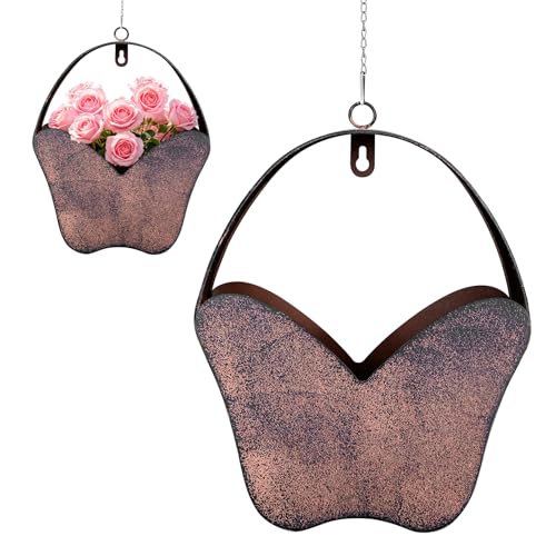 Mittimiya Metall Blumentopf Hängend Garten Deko Draußen, Schmetterlingsform Rost Pflanzkübel für Wand, Fenster, Garten, Terrasse, Geschenke für Mütter, Frauen und Gartenliebhaberinnen