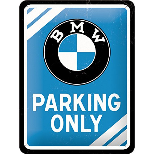 Nostalgic-Art Retro Blechschild, 15 x 20 cm, BMW – Parking Only Blue – Geschenk-Idee für BMW Accessoires Fans, Original Lizenzprodukt (OLP), aus Metall, Vintage Design, Blechschilder Sprüche