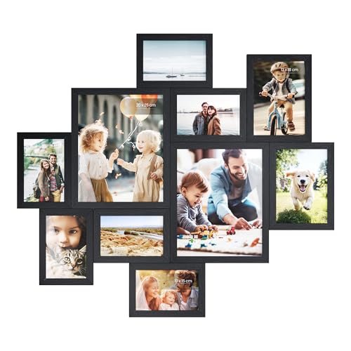 SONGMICS Bilderrahmen Mehrere Größen, 10er Set, Fotorahmen für die Wand