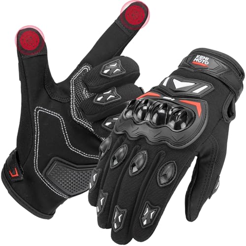 KEMIMOTO Motorradhandschuhe Herren, Motorrad Handschuhe Sommer mit Knöchelprotektor und Touchscreen, Amtungsaktive Sport Handschuhe für Herren und Damen, für Motorrad, Fahrrad, Roller, Jagd