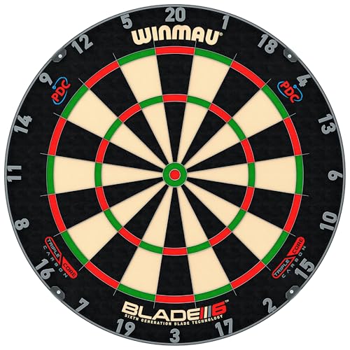 WINMAU Darts Blade 6 Triple Core Carbon Professional PDC Steel Tip Dartscheibe with Official Tournament Specifications | Endorsed by The PDC