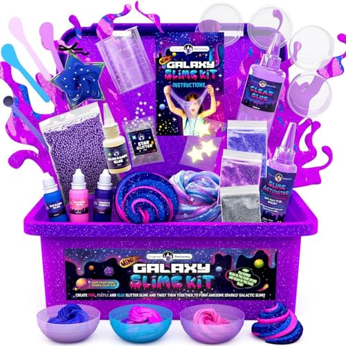 Original Stationery Mini Galaxy Schleim-Set - Bastelset Slime zum Selber Machen mit Galaktischen Glitzer-Zugaben Ideale Geschenkidee für Kinder 7-10 Schleimlabor Geschenke für Mädchen