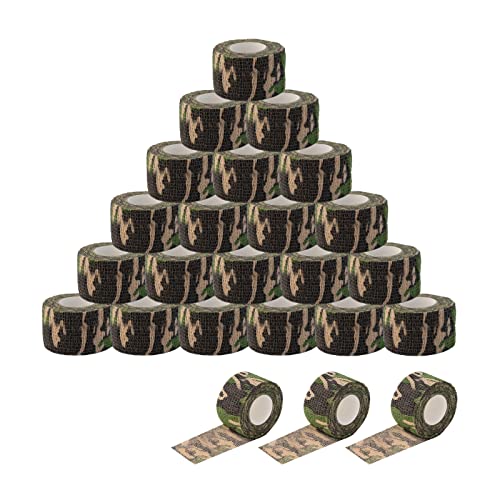 EZ Tattoo Grip Tape - 24 Stück (2.5cm x 4.5m) Selbstklebende Bandage für die Schwellung von Handgelenk und Knöchelverstauchung, Einweg-Rolle Tattoo Grip Tube Tape für Tattoo-Maschine (Camo)