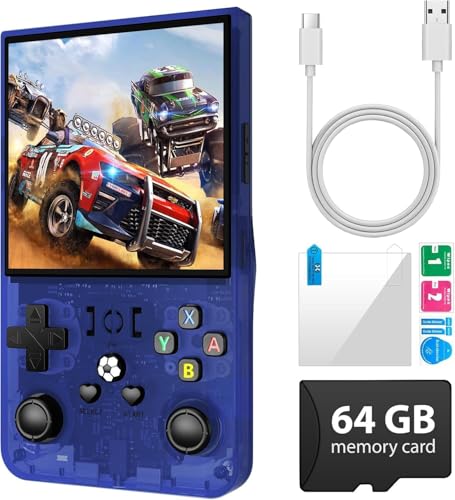 xiskt Portable Handheld Video Games with 64 GB Internal Memory and 18,000+ Classic Games, Portable Video Gaming Console Linux System 4.0 Inch IPS Screen, 4000mAh Rechargeable Battery