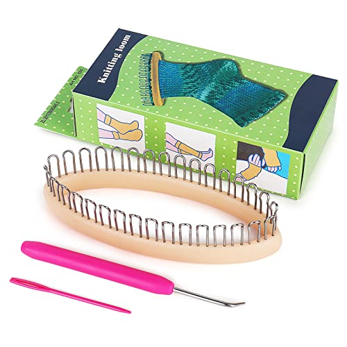 Aeelike Klein Oval Sockenwebstuhl für Anfänger und Strickliebhaber, Hochwertige Sockenstrickmaschine mit Strick Häkelnadel und Nähnadeln, 13,6×5×3,1 cm Ideal Loom für Socken und Ärmel