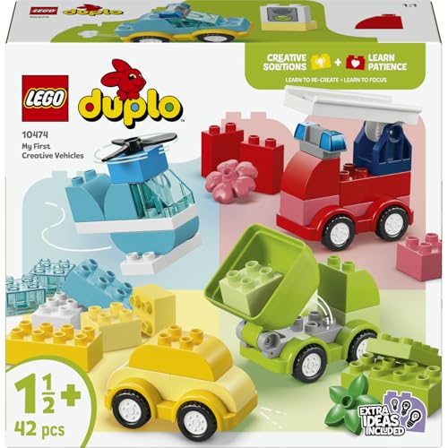 LEGO DUPLO Kreative Fahrzeuge 10474 | Spielzeug ab 1 Jahr für Jungen und Mädchen, Spielset für Feinmotorik, Autos und Lastwagen, Lernspielzeug, Geschenk, 42 Teile