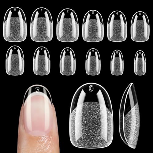 UNA GELLA Oval Nail Tips 120 Stück 12 Größen Short Oval Almond Soft Gel Nail Tips, Vollabdeckung Klare Acryl-Kunstnägel, Press-On Nageltips für Gelnägel, DIY Nail Extensions für Zuhause & Salon