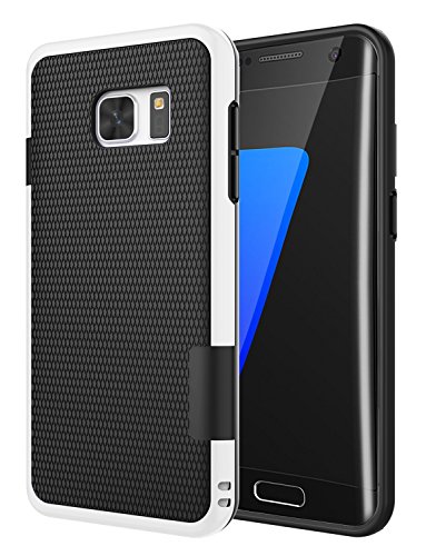 Jeylly Galaxy S7 Edge Hülle, 3 Farben Slim Hybrid Impact Robustes, weiches TPU & Harter PC-Stoßfänger Stoßfeste, rutschfeste Hülle Schale für Samsung Galaxy S7 Edge S VII Edge G935F - Schwarz