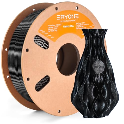 ERYONE Funkelndes Glitzer-glänzendes PLA Filament voor 3D Druker, 1.75mm+/-0.03mm, 1kg/Spool, Schwarz