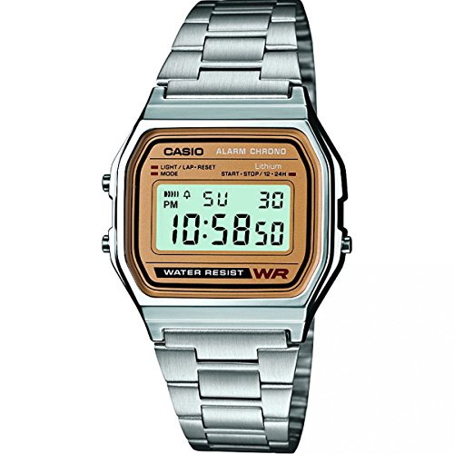 Casio Unisex ErwachseneArmbanduhr Digital Quarz Edelstahl A158WEA-9EF