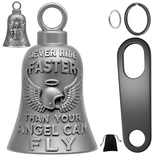 iriscono Guardian Motorrad Reitglocke Biker Luck Gremlin Glocken für Motorradfahrer mit 2 Motorrad Glocke Aufhänger Schlüsselanhänger Ring Zubehör
