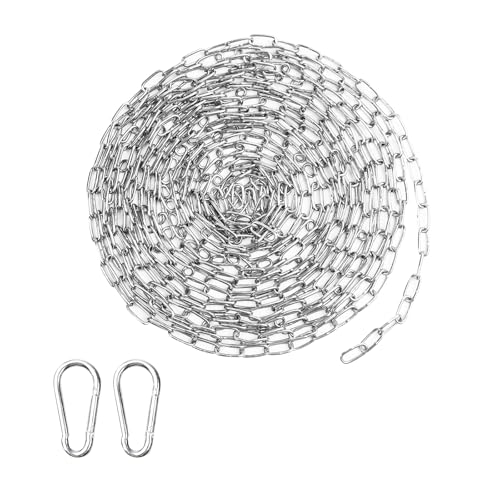 Edelstahlkette Meterware 1.5 mm, 6m Edelstahl Kette Mit Karabiner Stahlkette, Metall Kette Zum Aufhängen, Gliederkette Edelstahl Für Hundekette Ankerkette Wäschekette Schwenkkette (6m)