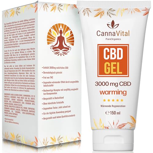 CannaVital Wärmende CBD Creme 3000mg – Intensiv Wärmecreme für Muskeln & Gelenke – CBD Salbe mit Thermal-Effekt – Hanf Balsam zur Entspannung & Regeneration – Laborgeprüft, 150ml – Made in Germany