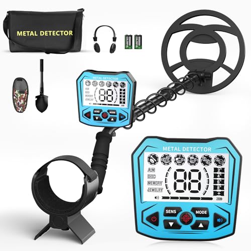HIUYRFS Metalldetektor Hochgenauige，Verstellbare Länge 113 cm t- 141 cm, 5 Modes Wiederaufladbare Profi Metalldetektoren with LCD -Bildschirm，IP68 Waterproof Search Coil für Erwachsene & Kinder