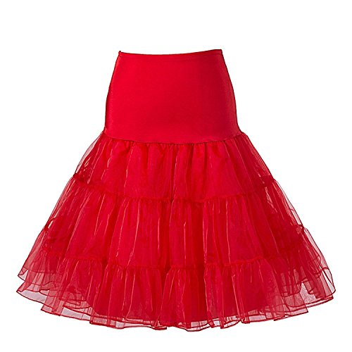 Boolavard 1950 Petticoat Reifrock Unterrock Petticoat Underskirt Crinoline für Rockabilly Kleid (L-XL, Rot)