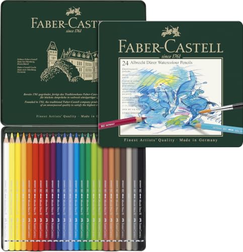 FABER-CASTELL - Aquarellstifte Set Albrecht Dürer 24-teilig im Metalletui | Hochwertige Aquarellbuntstifte mit wasservermalbaren Pigmenten und Farbbrillanz