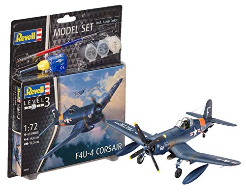 Revell Modellbau, F4U-4 Corsair, Bausatz, Maßstab 1:72, 65 Teile, Bastelset ab 10 Jahren - Detailgetreues Modell, Historisches Flugzeug, Authentische Nachbildung