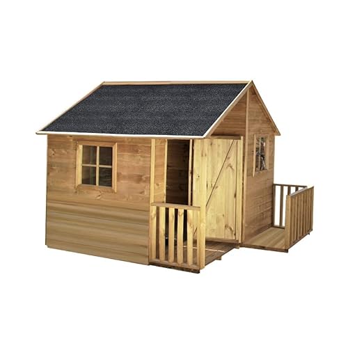 4IQ Spielhaus Kinder Outdoor aus Holz 182x217x174 cm - Kinderhaus ab dem 1. Lebensjahr - Gartenhaus mit Fenster