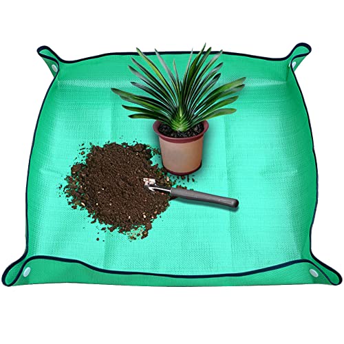 SisBroo Faltbare Pflanzen-Umtopfmatte, wasserdicht, für drinnen und draußen, Gartenmatte, 68,1 x 68,1 cm, Grün