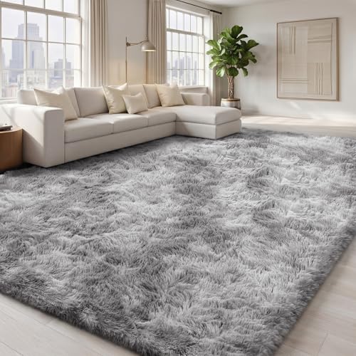 Sour Lemon Hochflor Teppich Grau Teppich Wohnzimmer 200x300 Waschbar Anti-Rutsch Extra Große Teppiche Schlafzimmer Flauschige Moderne Teppiche Matte Teppichen für Schlafzimmer Kinderzimmer