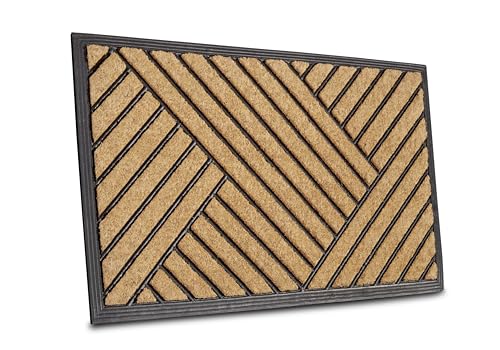 Hanse Home Fußmatte Kokos und Gummi für Innen und Außen - Outdoor Schmutzfangmatte Natur, Kokosmatte Outdoor Streifen Muster, Wetterfest und rutschfest für Flur, Terrasse, Eingangsbereich - 45x75cm