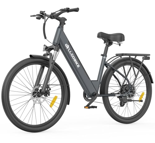 E Bike Herren Damen 27,5 Zoll, Elektrofahrrad City Trekkingrad mit 36V 15Ah Akku bis 100 km, 250W Pedelec bis 25 km/h, 45 Nm, 7-Gang Schaltung, Scheibenbremsen, E-Bike für Pendeln & Touren (grau)