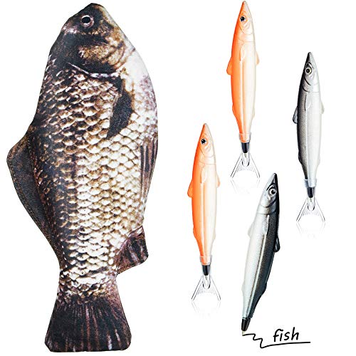 Fisch Geformt Federmäppchen Neuheit Fisch Federbeutel Fisch Geldbörse Lustige Federmäppchen mit Gepolstertem Dickschaum Futter und 4 Stück Süße Fisch Stifte Fisch Geschenke für Schule Klassenzimmer