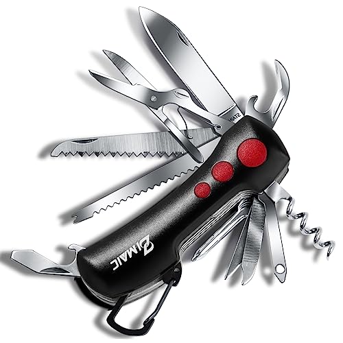 ZIMAIC Taschenmesser，Multitool Messer Schweizer Taschenmesser Vatertag Geschenk - Multifunktionswerkzeug mit 15 Funktionen Taschenwerkzeug für Campen und Notfälle
