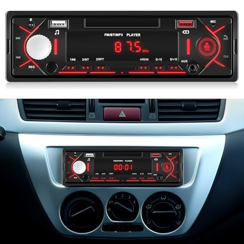 Ohradio 1 Din Autoradio mit Bluetooth Verbindung, Radio 1 DIN mit FM, USB/SD/AUX-IN, Fernbedienung, LCD-Anzeige und Schnellladung