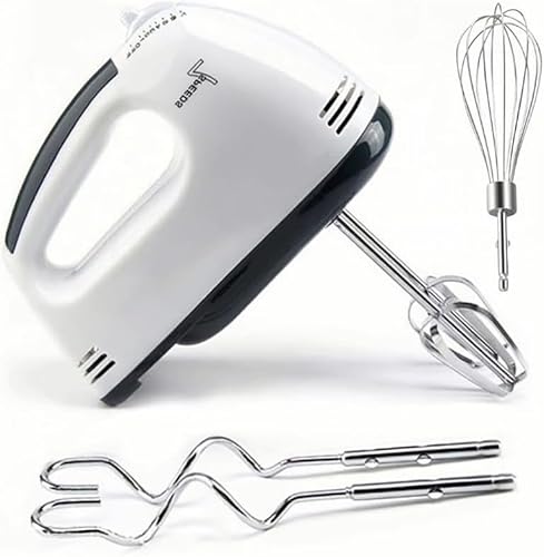 Handrührer Elektrisch-Handrührgerät, 7 StuFen Handmixer, Enthalten 2 Rührbesen, 2 Edelstahl-Knethaken, 1 Schneebesen, spülmaschinenfest