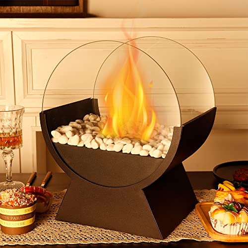 34cm H Windlichter Tisch-Kamin/Feuerstelle aus Metall und Glas für Inne Außenbereich Partys Veranstaltungen und den Garten