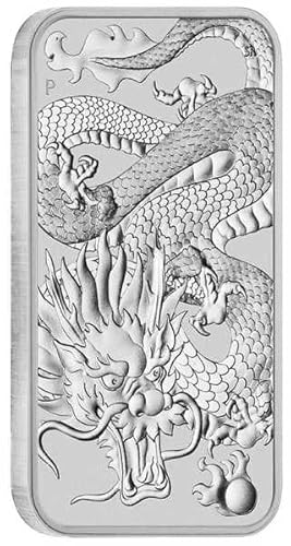 Silbermünze 1 Unze Drache Rectangular 2022 Silber oz Silberbarren Perth Mint in Münzkapsel