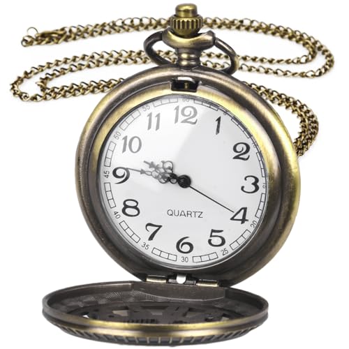 LUCKYKODOR Vintage Retro Quarz Taschenuhr Herren mit Kette Retro Kettenuhr Uhr für Männer Frauen Vater Opa Geburtstag Jahrestag