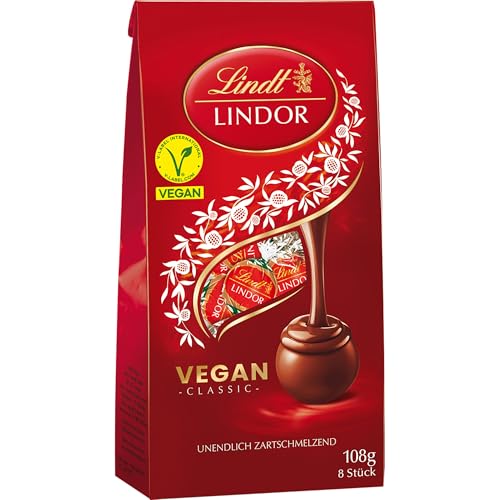 Lindt Schokolade | LINDOR Beutel Vegan | 108g | 8 Kugeln in veganer Schokolade mit zartschmelzender Füllung | Schokoladen-Geschenk