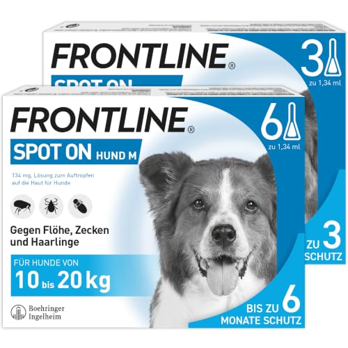 FRONTLINE Spot ON Hund M gegen Zecken, Flöhe & Haarlinge (10 bis 20 kg)