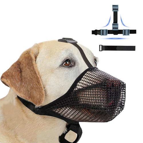 Maulkorb für Große Hunde, Atmungsaktive Haustiermaske Hundetraining, Maulkorb Mittlere für Beißen Kauen, Soft Mesh Maulkorbs für Kleine Mittlere und Große Hunde