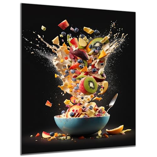 DARO Design - witziges Küchen-Bild auf 6mm HDF 70x50 cm Obstsalat - Wand-Deko Bilder Lustiges Geschenk