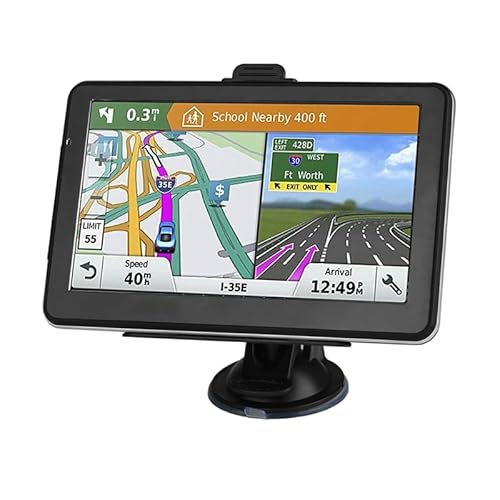 Riloer Navigationsgeräte für Auto Universal GPS Navigation Kit, 7 Zoll Sat Navi Display mit Klammer FM-Sender,Kartennavigation, mehrsprachige Einstellungen, MP3 Spielen, mit Stand