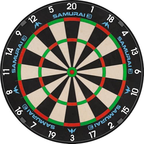 Mission Darts | Samurai 3 | Professionelles Borste-Dartboard | Messerdraht | Schwarzer Zahlenring