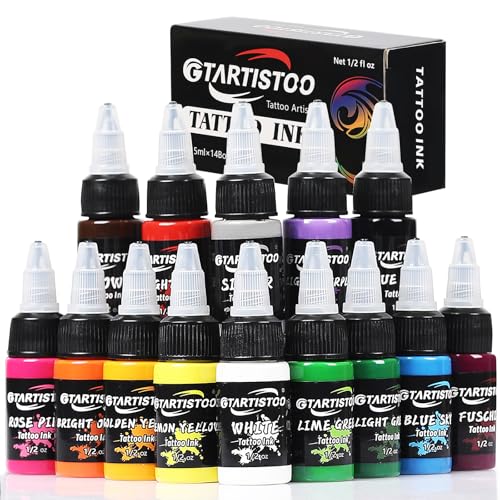 Tattoo Farbset 14 Flaschen 0.5 oz (15 ml) Standard Pigment Tattoo Tinten Set Supplies