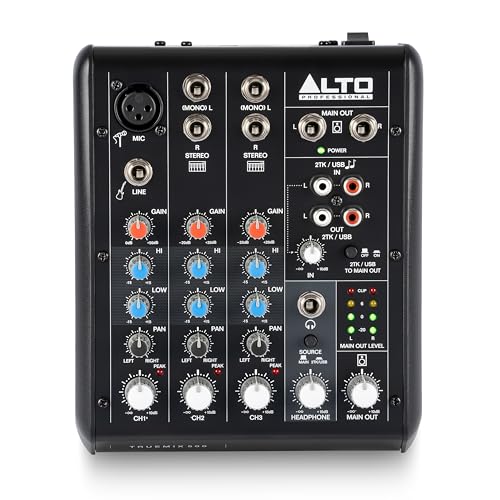 ALTO TrueMix 500 Mischpult mit XLR Mic In und USB Audio Interface für Podcasting, Live Performance, Streaming, Recording, DJ, Mac und Windows