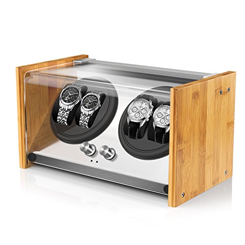 Watch Winder Smith Uhrenbeweger für 4 Uhren – Automatischer Uhrendreher mit 4 Laufmodi, leisem Japan-Motor & wahlweiser AC-/DC-Stromversorgung