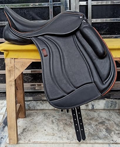 WILD RACE Leather Dressage Monoflap Changeable Gullets Medium Saddle (18