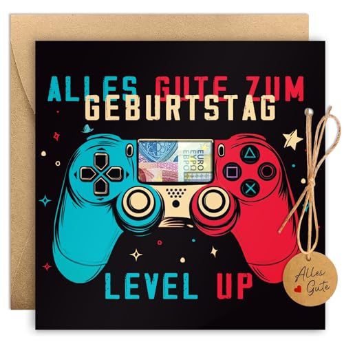 Geldgeschenke Geburtstag Geldkarte, Gamepad Geburtstagskarte Geldgeschenke Verpackung mit Umschlägen, Zocker Geschenke Junge Teenager, Geschenkverpackung Geldgeschenk Geburtstag Gaming Deko
